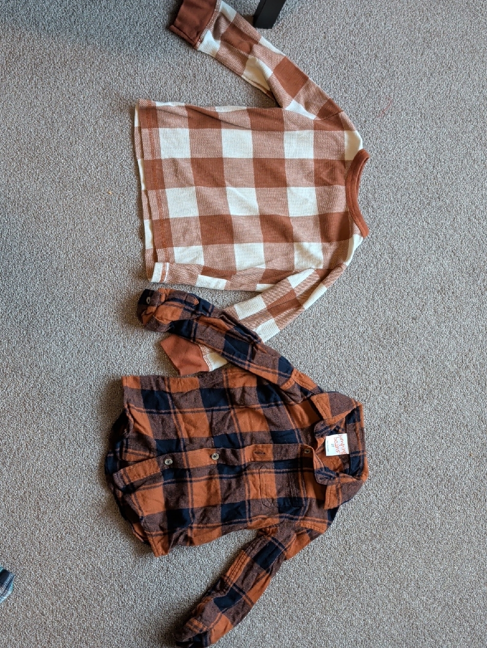 Boys 2T Orange Plaid Sweater And Button Down